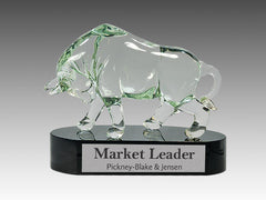 Art Glass Bull with Plate